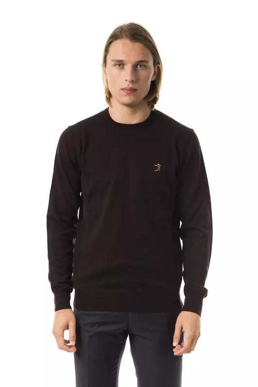 Brown Uominitaliani Men's Crewneck Wool Sweater - Designed by Uominitaliani Available to Buy at a Discounted Price on Moon Behind The Hill Online Designer Discount Store
