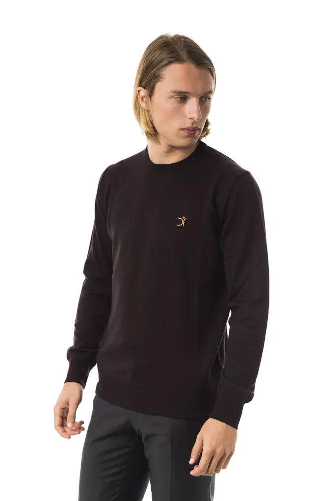 Brown Uominitaliani Men's Crewneck Wool Sweater - Designed by Uominitaliani Available to Buy at a Discounted Price on Moon Behind The Hill Online Designer Discount Store