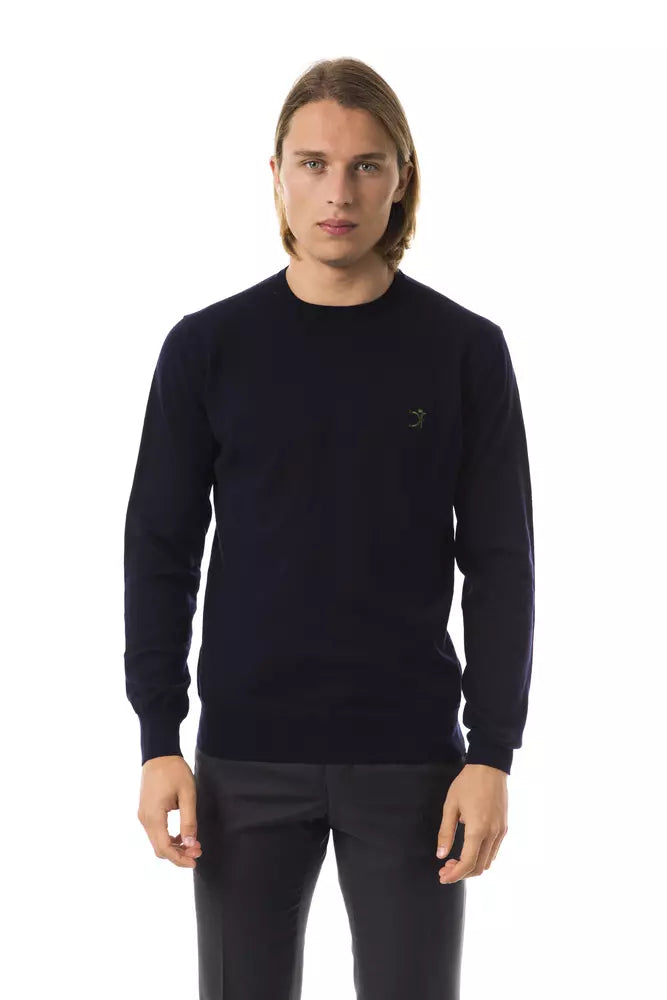 Blue Uominitaliani Men's Crewneck Wool Sweater - Designed by Uominitaliani Available to Buy at a Discounted Price on Moon Behind The Hill Online Designer Discount Store
