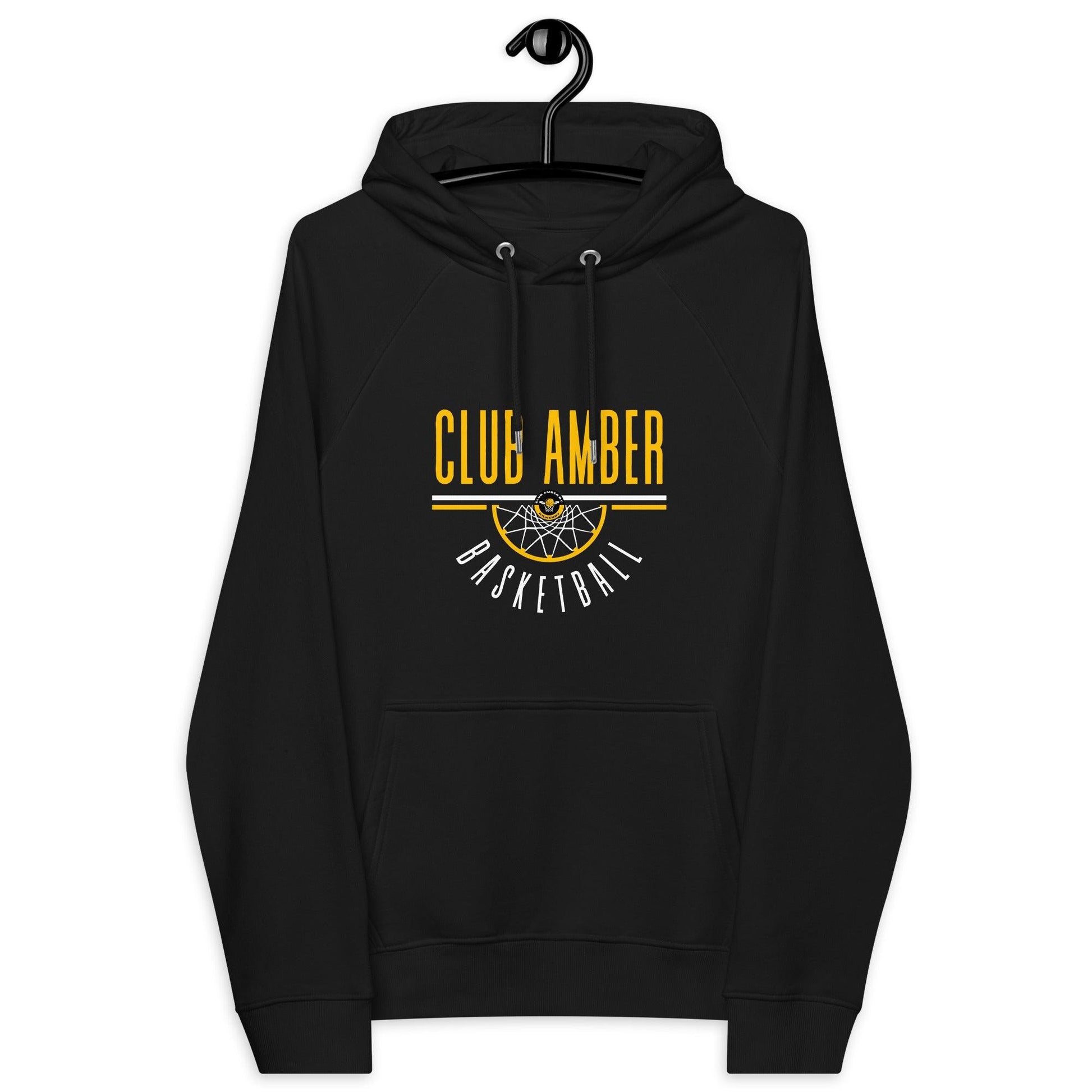 Club Amber Basketball Unisex Eco Raglan Hoodie - Designed by Moon Behind The Hill Available to Buy at a Discounted Price on Moon Behind The Hill Online Designer Discount Store