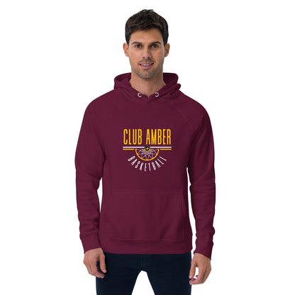 Club Amber Basketball Unisex Eco Raglan Hoodie - Designed by Moon Behind The Hill Available to Buy at a Discounted Price on Moon Behind The Hill Online Designer Discount Store