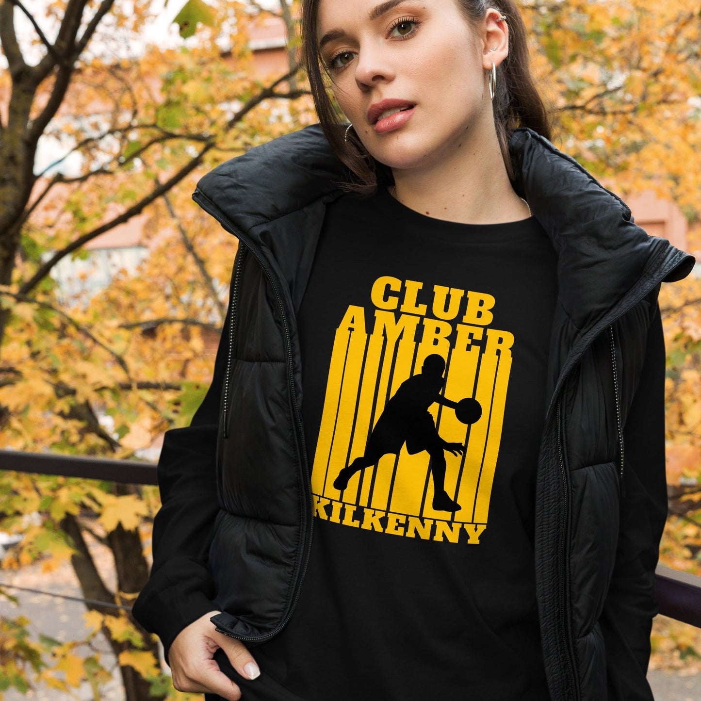 Club Amber Kilkenny Unisex Long Sleeve Tee - Designed by Moon Behind The Hill Available to Buy at a Discounted Price on Moon Behind The Hill Online Designer Discount Store