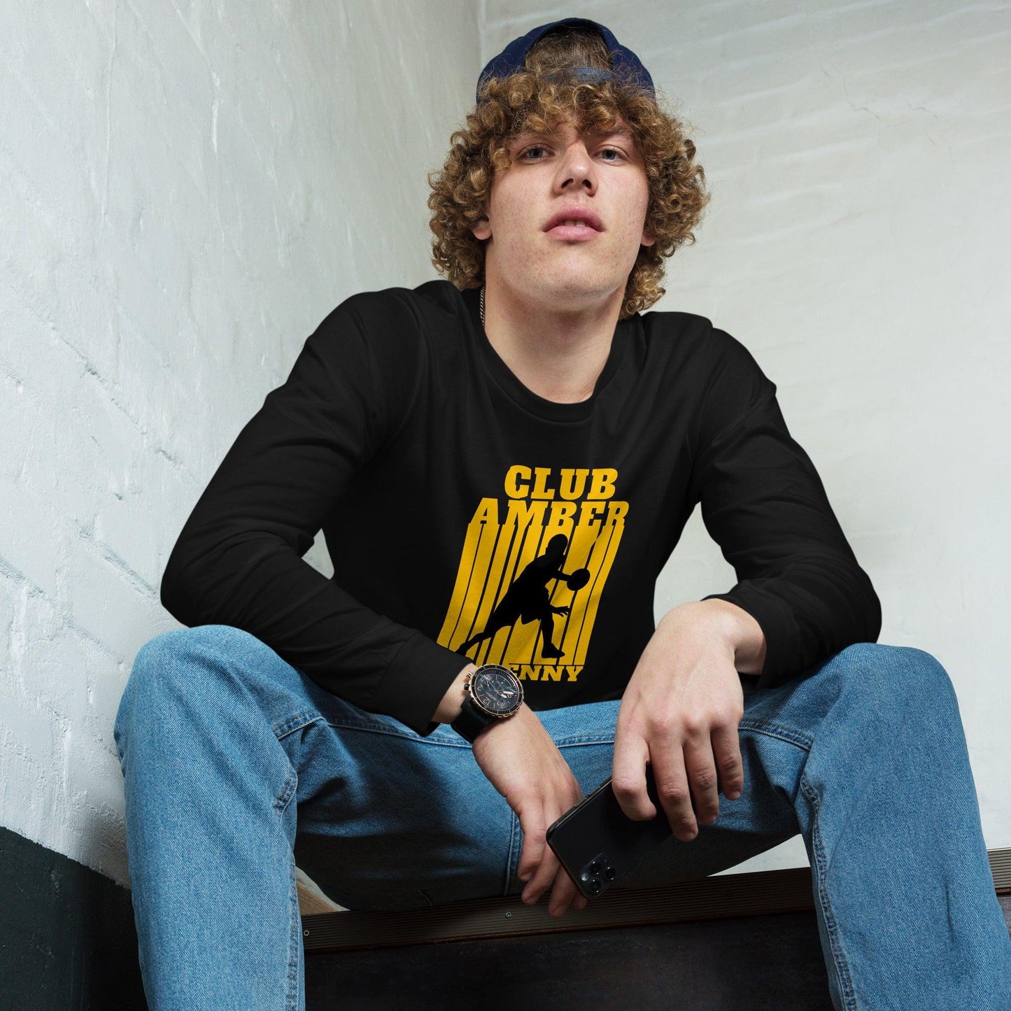 Club Amber Kilkenny Unisex Long Sleeve Tee - Designed by Moon Behind The Hill Available to Buy at a Discounted Price on Moon Behind The Hill Online Designer Discount Store