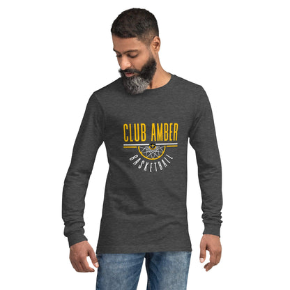 Club Amber Basketball Unisex Long Sleeve Tee - Designed by Moon Behind The Hill Available to Buy at a Discounted Price on Moon Behind The Hill Online Designer Discount Store