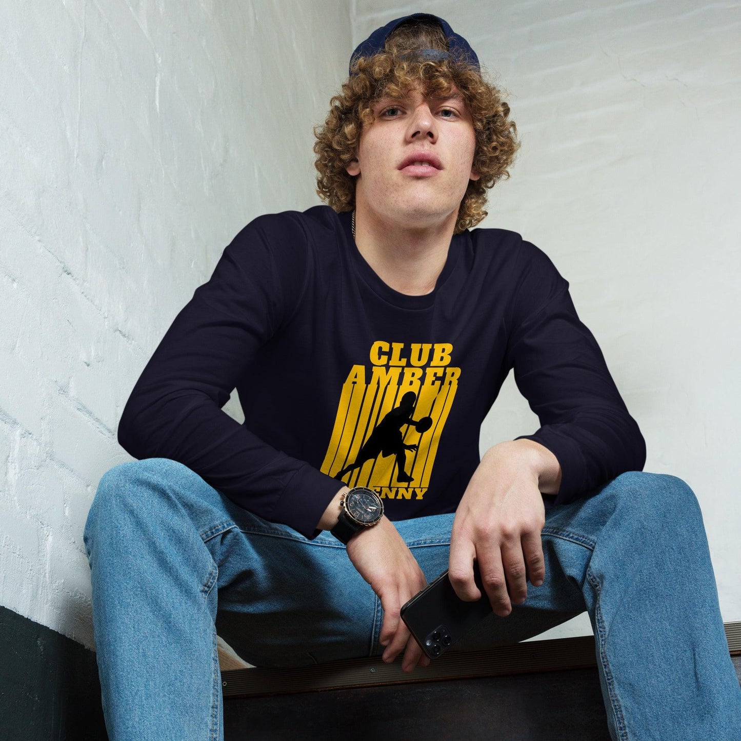 Club Amber Kilkenny Unisex Long Sleeve Tee - Designed by Moon Behind The Hill Available to Buy at a Discounted Price on Moon Behind The Hill Online Designer Discount Store