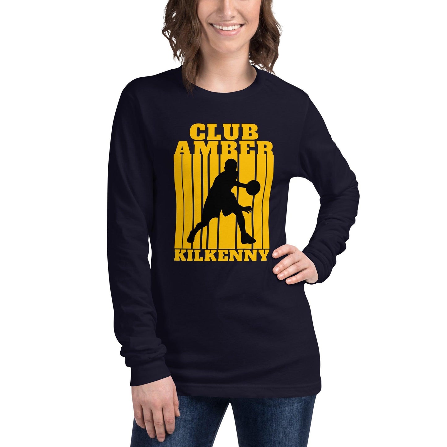 Club Amber Kilkenny Unisex Long Sleeve Tee - Designed by Moon Behind The Hill Available to Buy at a Discounted Price on Moon Behind The Hill Online Designer Discount Store