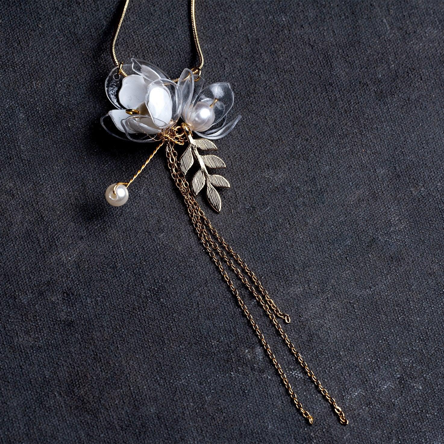 Jasmine Triple-Flower Drop Necklace - Designed by Upcycle with Jing Available to Buy at a Discounted Price on Moon Behind The Hill Online Designer Discount Store