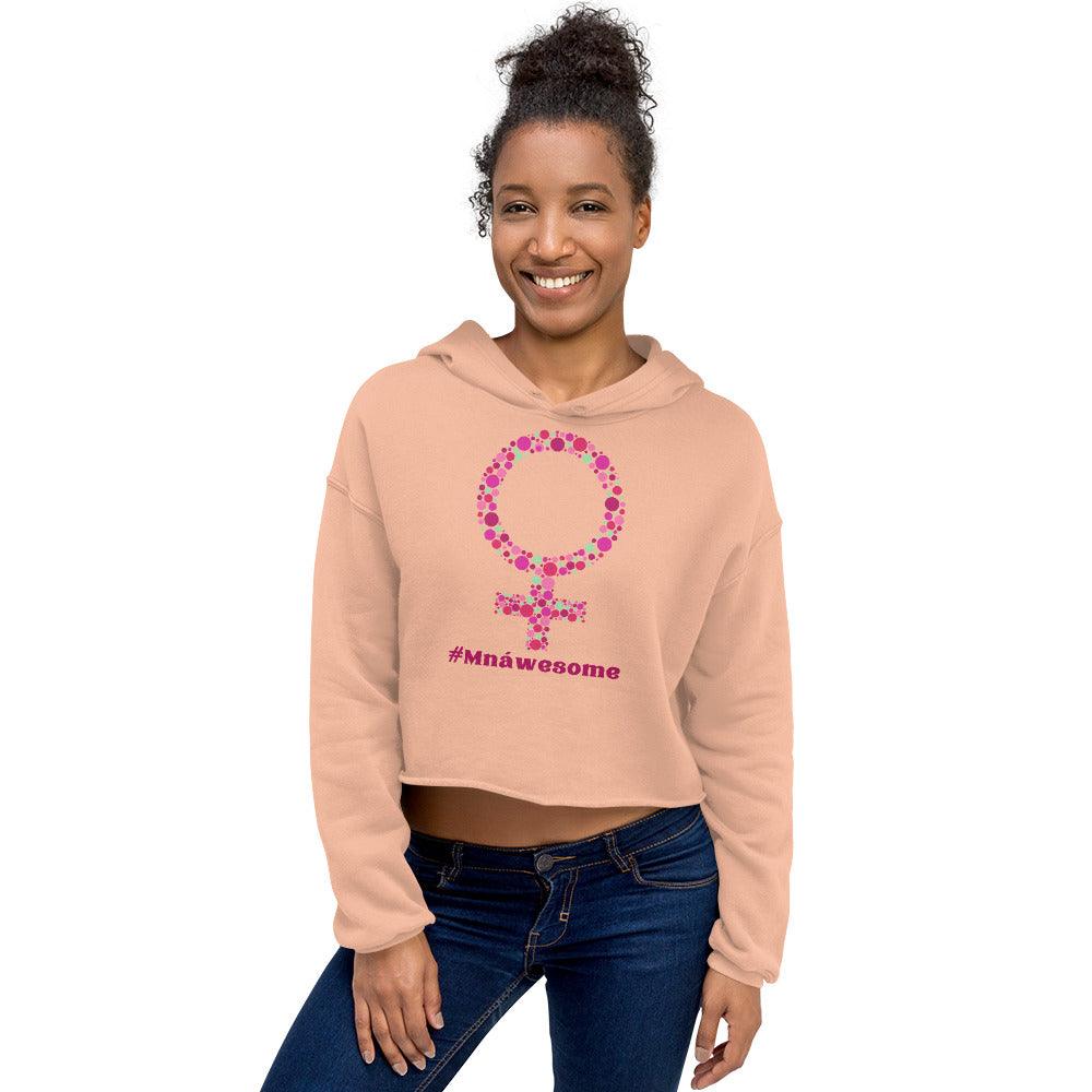 Women's #Mnáwesome Print Crop Hoodie designed by Moon Behind The Hill available from Moon Behind The Hill's Women's Clothing range
